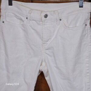 Levis 711 Skinny Jeans White Mid Rise Stretch Denim Womens Size 29 23676-0000